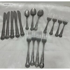 Rogers Stainless Korea Floral Flatware 16 Pc Lot Forks Spoons Knives